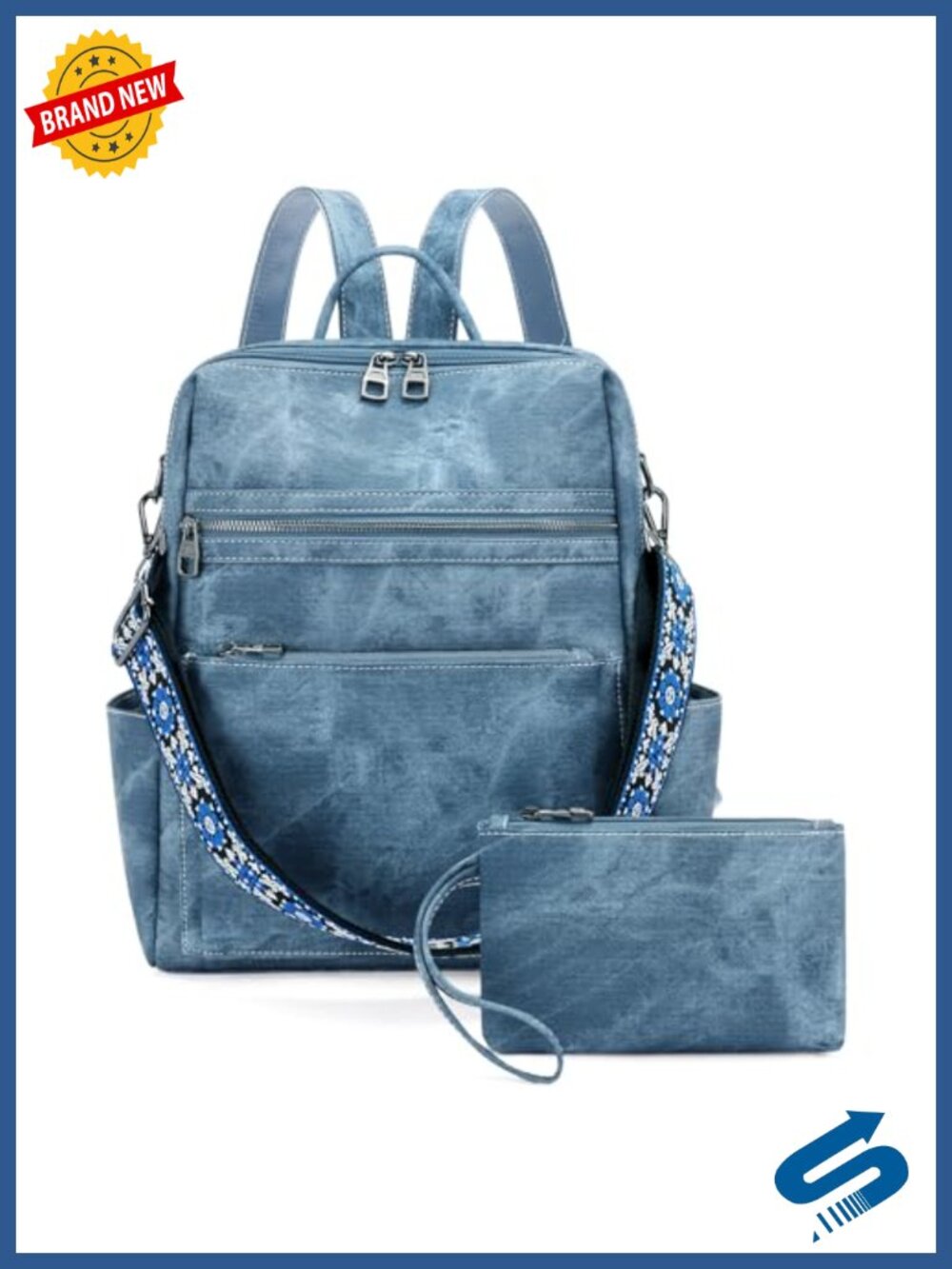 Faux Leather Convertible Backpack Purse Multi-Pocket Travel Handbag